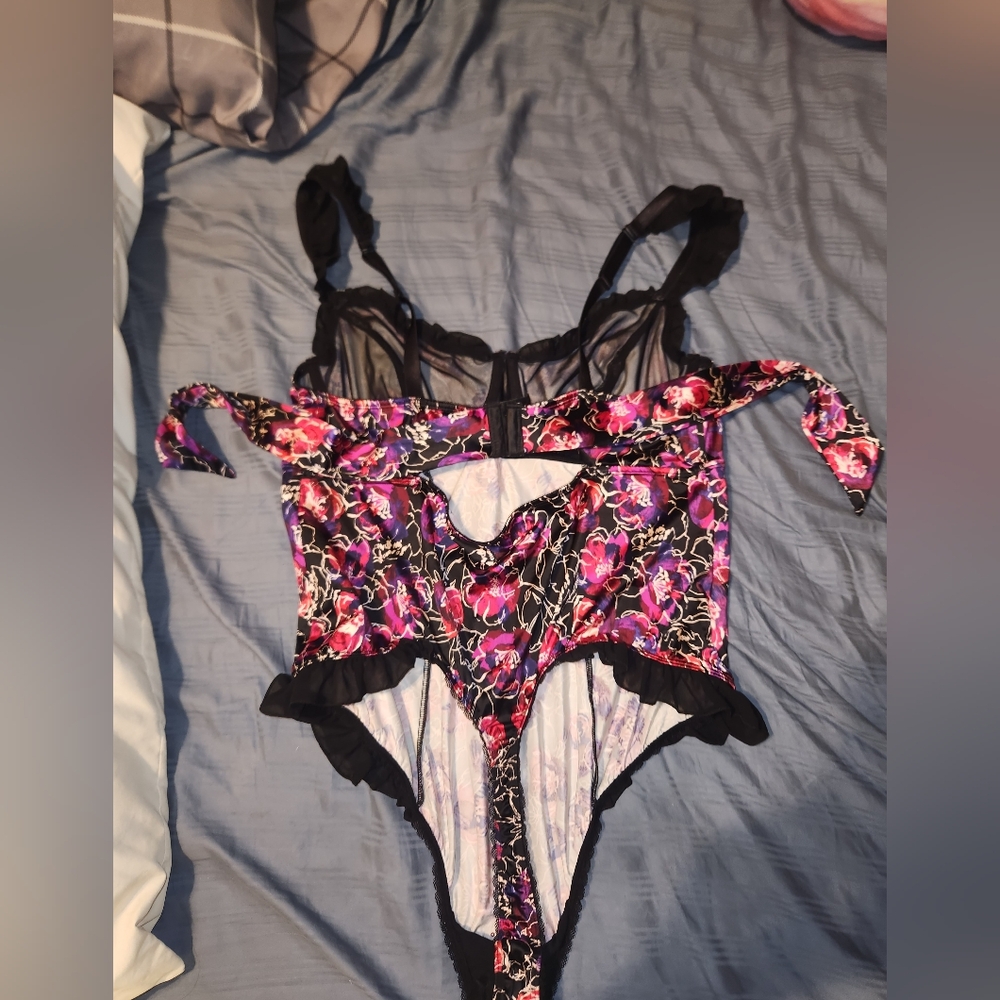 Torrid Black and Purple Floral Chemise - Picture 3 of 4